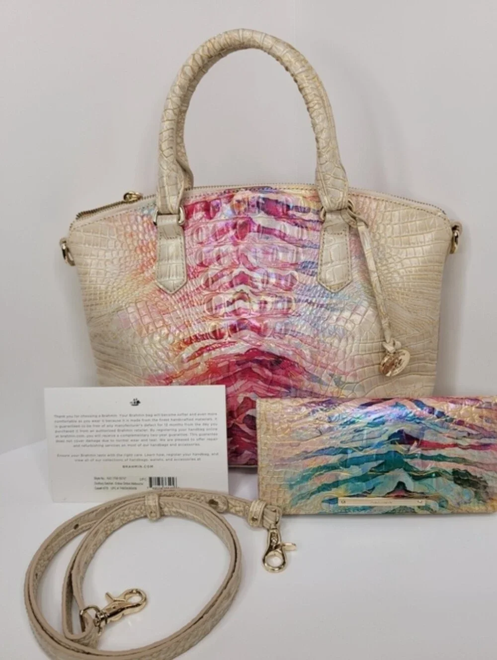 💕▪️Brahmin▪️ iridescent Entice Ombre Melbourne Duxbury Satchel Bag + Wallet Set